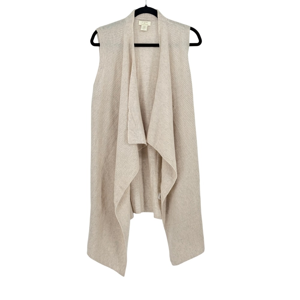 St. Tropez Womens Cashmere Waterfall Vest Minimalist Luxury Old Money Size M